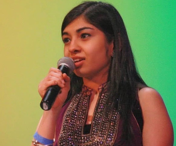 Shivani performing as an Indian classical vocalist on stage